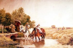 Heuernte zwischen den Schauern von Robert Thorne Waite