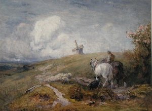 Schafe treiben auf den South Downs von Robert Thorne Waite
