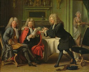 Bodin, der Arzt des Königs, in Gesellschaft von Dufresny und Crebillon im Haus in Auteuil