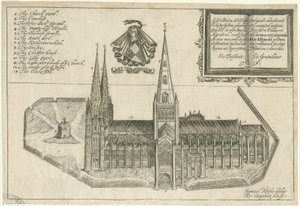 Lichfield Kathedrale - Südansicht: Kupferstich, undatiert [17. Jahrhundert] von Robert Vaughan