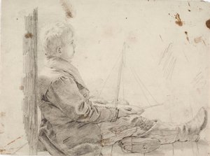 Sitzender Junge mit Segelboot im Schoß von Robert Wilhelm Ekman
