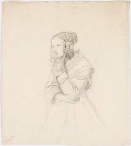 Frau, die ihr Kinn auf die linke Hand stützt von Robert Wilhelm Ekman