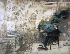 Ein posthumes Porträt von Dickens und seinen Charakteren; Dickens