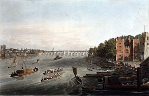Ansicht der Westminster Bridge und des Lambeth Palace, veröffentlicht 1820 von Colnaghi & Co. (Gravur) von Robert the Elder and Younger Havell