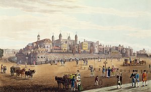 Ansicht des Tower of London und der Münze, veröffentlicht von Colnaghi und Co, 1821