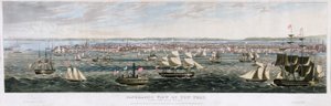 Panoramablick auf New York vom East River, veröffentlicht 1844 (Farblithografie)