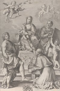 Madonna und Kind mit Johannes dem Täufer, Lukas, Papst Peter Celestini, 1694