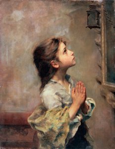 Betendes Mädchen, italienisches Gemälde des 19. Jahrhunderts von Roberto Ferruzzi