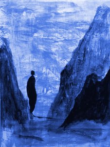 Einsame Gestalt blaue Berge von RodMacIver