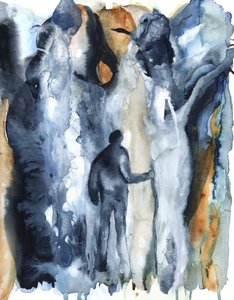 Einsame blaue abstrakte Landschaft