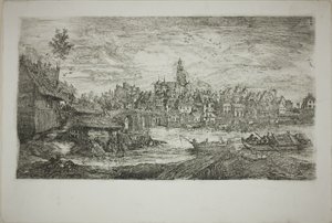 Stadt mit Steinbrücke