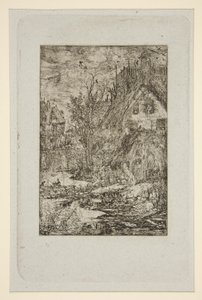 Dorfeingang (Reetgedeckte Hütten) von Rodolphe Bresdin