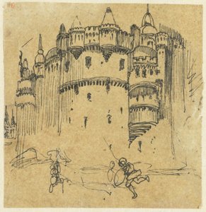 Schloss mit zwei Figuren