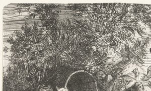Männer und Hund mit Junge bei einem Fass (Scène orientale) von Rodolphe Bresdin