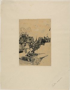 Alte Häuser und Fischerboote von Rodolphe Bresdin