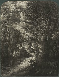 Die Heilige Familie ruht an einem Bach von Rodolphe Bresdin