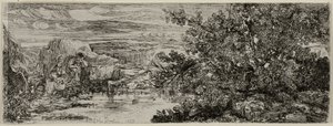 Die Heilige Familie an einem Teich von Rodolphe Bresdin