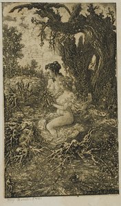 Zwei Frauen baden am Wasser, aus Revue Fantaisiste von Rodolphe Bresdin