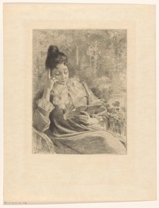 Lesende Frau in einem Stuhl von Rodolphe Piguet