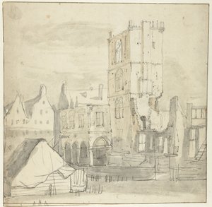 Ruinen des alten Rathauses, Amsterdam, nach dem Brand von 1652