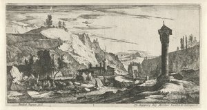Berglandschaft mit Säule von Roelant Roghman