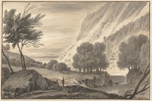 Gebirgslandschaft mit zwei Reisenden