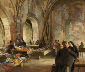 Markt in einer stillgelegten Kirche in Frankreich