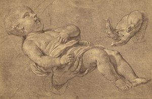 [Zeichnung eines Babys und zweier Erwachsenenhände von Philippe de Campaigne]