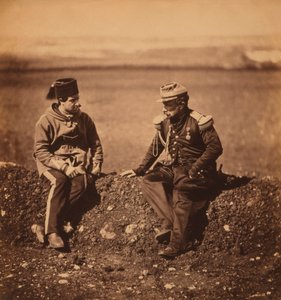 Französischer General Cisse, Stabschef von General Pierre Bosquet, und Adjutant, Porträt während des Krimkriegs, Krim, Ukraine