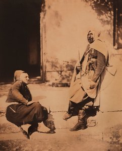 Ganzkörperporträt eines sitzenden Zouaven und eines stehenden Spahi-Offiziers, Porträt, Krimkrieg, Krim, Ukraine