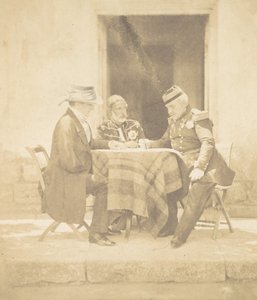 Der Kriegsrat am Morgen der Einnahme des Mamelon. Lord Raglan, Omar Pascha, M..., 1855 von Roger Fenton