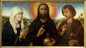 Christus Erlöser zwischen der Jungfrau und dem heiligen Johannes dem Evangelisten, genannt das Triptychon Braque. Gemälde von Rogier (Roger) Van Der Weyden (1400 - 1464) von Rogier van der Weyden