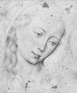Kopf der Jungfrau (Schwarz-Weiß-Druck) von Rogier van der Weyden