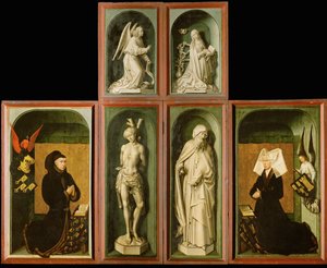 Rückseiten der Tafeln des Altars des Jüngsten Gerichts