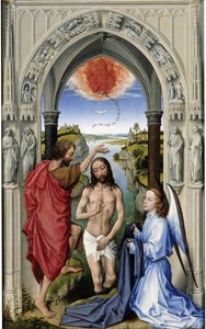 Die Taufe Christi, Der Altar des Heiligen Johannes, Mitteltafel, ca. 1455 von Rogier van der Weyden