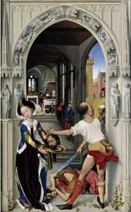 Die Enthauptung von Johannes dem Täufer, Der Altar von St. Johannes, rechte Tafel, ca. 1455 von Rogier van der Weyden