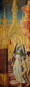 Die Guten werden in den Himmel geführt, Detail aus dem Jüngsten Gericht, ca. 1451