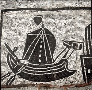 Ein Schiff im Hafen von Ostia (Mosaik)