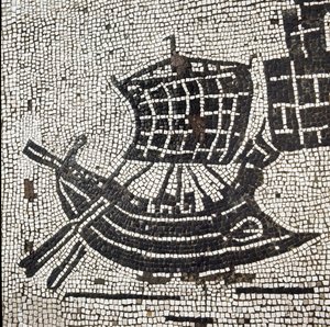 Ein Schiff im Hafen von Ostia (Mosaik)