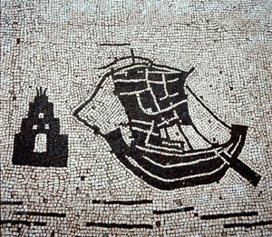 Ein Schiff im Hafen von Ostia