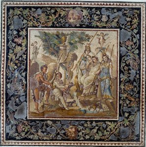 Kunst des antiken Rom: Das Urteil des Paris (Mosaik aus dem Haus des Atriums in Antiochia, 2. Jahrhundert n. Chr.) von Roman
