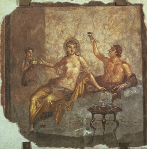 Bankettpaar mit einem Sklaven, aus Herculaneum