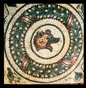 Bärenkopf, römisches Mosaik, frühes 4. Jahrhundert von Roman
