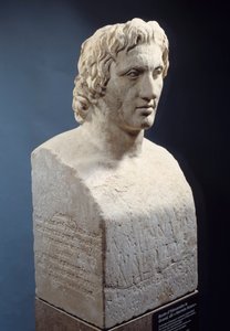 Büste von Alexander dem Großen, bekannt als „Hermes Azara“, römische Arbeit nach einer Bronzestatue von Lysippos. Um 330 v. Chr. Paris, Louvre Museum