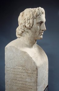 Büste von Alexander dem Großen, bekannt als „Hermes Azara“, römische Arbeit nach einer Bronzestatue von Lysippos. Um 330 v. Chr. Paris, Louvre Museum