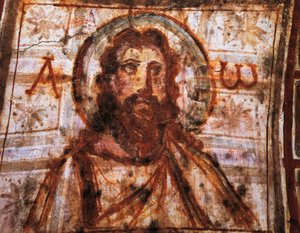 Büste von Christus, Katakomben von Commodilla, Rom (Fresko)