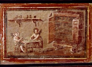 Schuhmacher-Amoretten (Fresko) von Roman