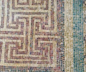 Detail der geometrischen Fliesenarbeit, Haus des Theseus, Paphos, Zypern