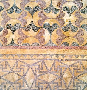 Detail der geometrischen Fliesenarbeit, Haus des Theseus, Paphos, Zypern