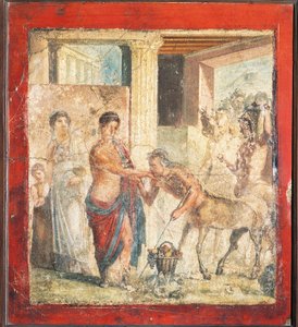 Fresko, das einen Zentaur bei der Hochzeit von Pirithous und Hippodamia aus Pompeji, Italien darstellt